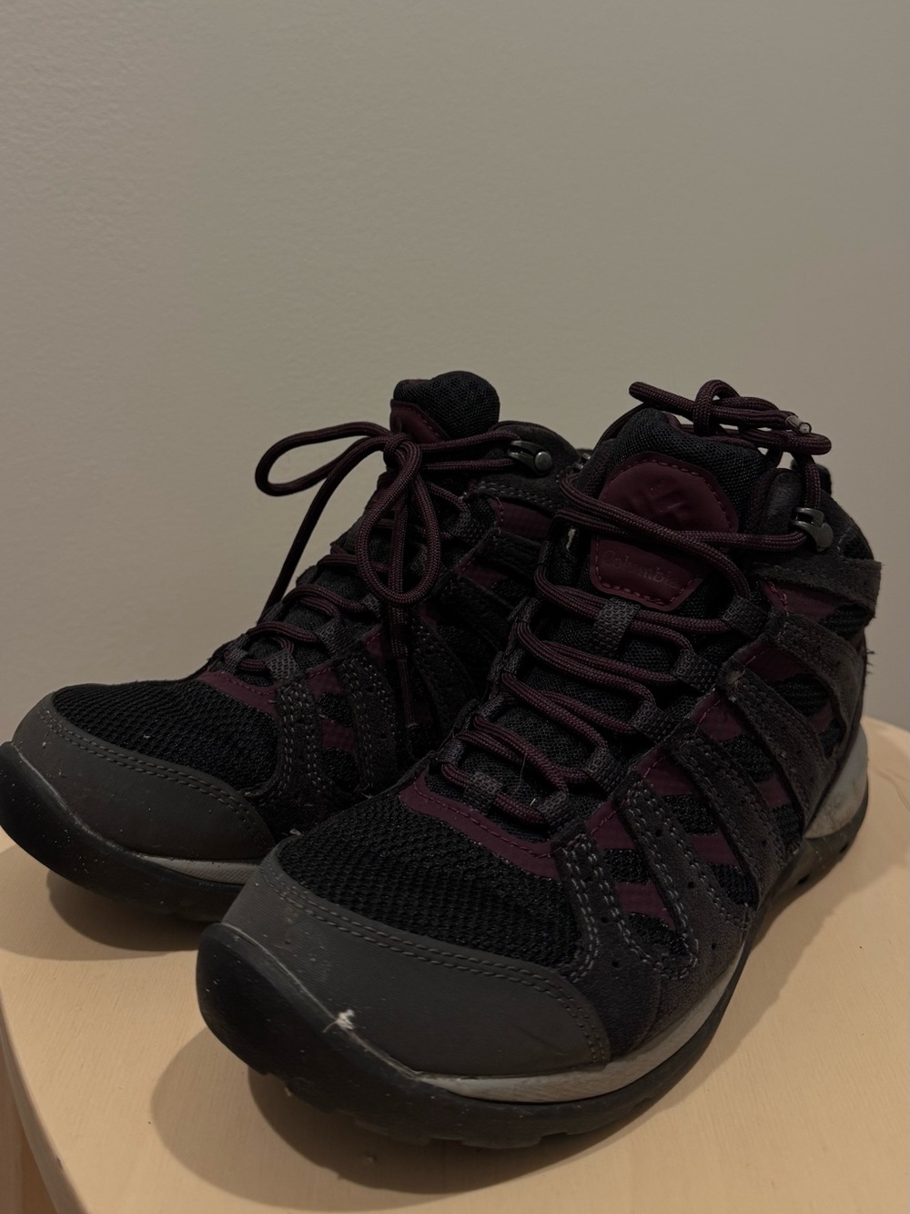 Columbia Women's Lace-Up Hiking Shoes in Black and Plum
